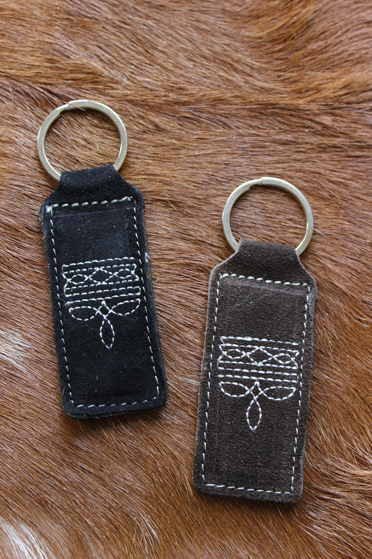 Suede Bootstitch Keychain