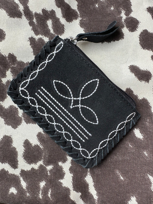 Suede Boot Stitch Coin Pouch